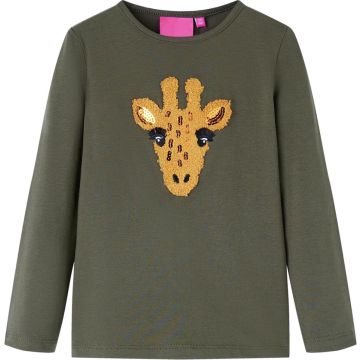 vidaXL-Kindershirt-met-lange-mouwen-dierenprint-104-kakikleurig