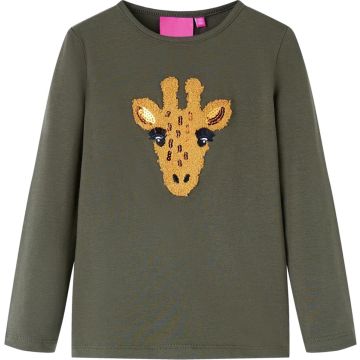 vidaXL-Kindershirt-met-lange-mouwen-dierenprint-116-kakikleurig