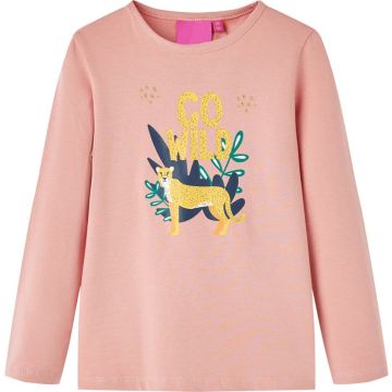 vidaXL-Kindershirt-met-lange-mouwen-dierenprint-104-lichtroze