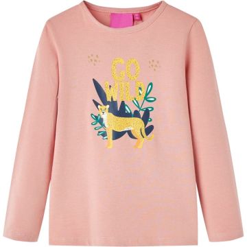 vidaXL-Kindershirt-met-lange-mouwen-dierenprint-128-lichtroze