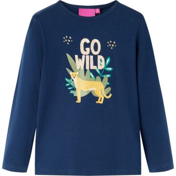 vidaXL-Kindershirt-met-lange-mouwen-dierenprint-92-marineblauw