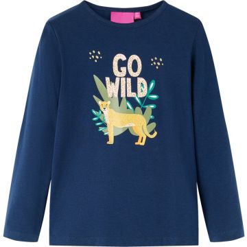 vidaXL-Kindershirt-met-lange-mouwen-dierenprint-104-marineblauw