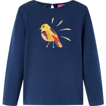 vidaXL-Kindershirt-met-lange-mouwen-vogelprint-92-marineblauw