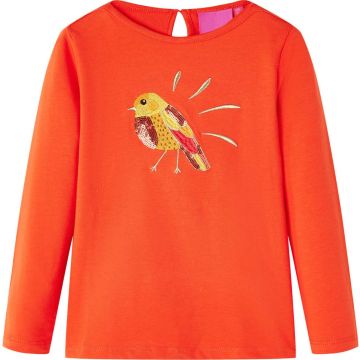 vidaXL-Kindershirt-met-lange-mouwen-vogelprint-116-donkeroranje