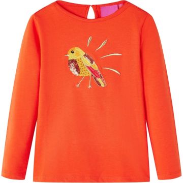 vidaXL-Kindershirt-met-lange-mouwen-vogelprint-128-donkeroranje