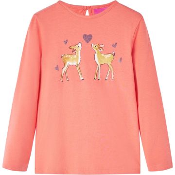 vidaXL-Kindershirt-met-lange-mouwen-hertenprint-92-koraalkleurig