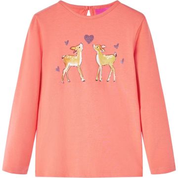 vidaXL-Kindershirt-met-lange-mouwen-hertenprint-128-koraalkleurig