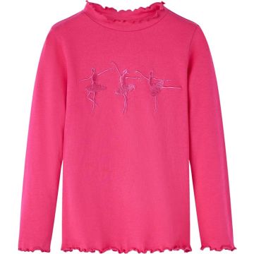 vidaXL-Kindershirt-met-lange-mouwen-ballerinaprint-128-felroze