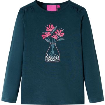 vidaXL-Kindershirt-met-lange-mouwen-bloemenprint-92-donkergroen