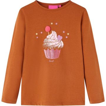 vidaXL-Kindershirt-met-lange-mouwen-ijsjesprint-92-cognackleurig