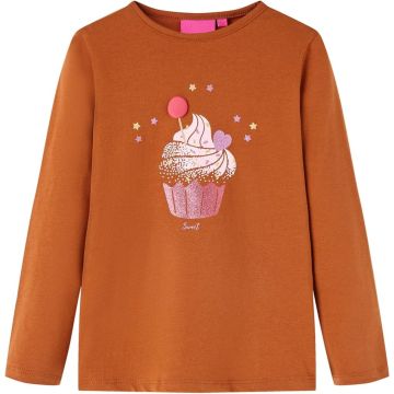 vidaXL-Kindershirt-met-lange-mouwen-ijsjesprint-104-cognackleurig