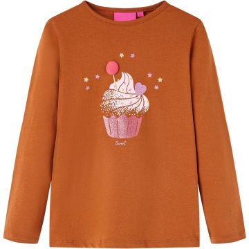 vidaXL-Kindershirt-met-lange-mouwen-ijsjesprint-116-cognackleurig