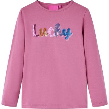 vidaXL-Kindershirt-lange-mouwen-met-woord-in-pailletten-92-frambozenkleur