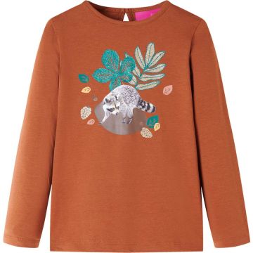 vidaXL-Kindershirt-met-lange-mouwen-dierenprint-92-cognackleurig