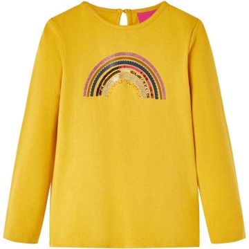 vidaXL-Kindershirt-met-lange-mouwen-regenboogprint-128-okerkleurig