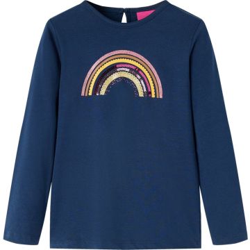 vidaXL-Kindershirt-met-lange-mouwen-regenboogprint-140-marineblauw