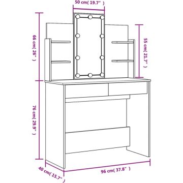 vidaXL-Kaptafel-met-LED-verlichting-96x40x142-cm-wit