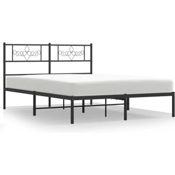 vidaXL-Bedframe-met-hoofdbord-metaal-zwart-140x190-cm