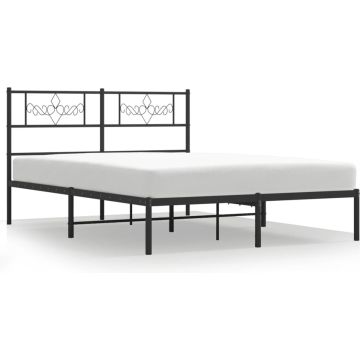 vidaXL-Bedframe-met-hoofdbord-metaal-zwart-150x200-cm