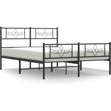 vidaXL-Bedframe-met-hoofd--en-voeteneinde-metaal-zwart-140x190-cm