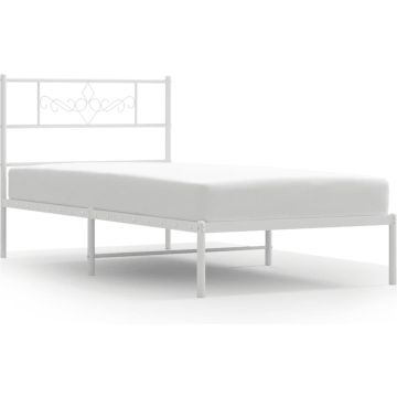 vidaXL-Bedframe-met-hoofdbord-metaal-wit-80x200-cm