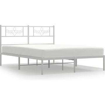 vidaXL-Bedframe-met-hoofdbord-metaal-wit-120x190-cm