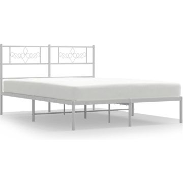 vidaXL-Bedframe-met-hoofdbord-metaal-wit-140x190-cm