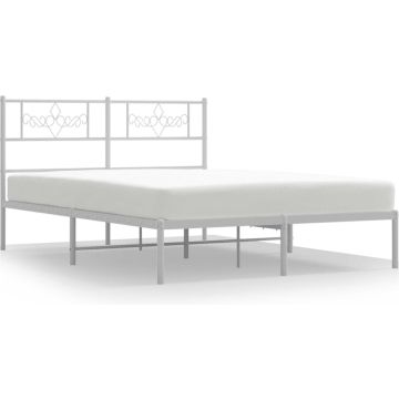 vidaXL-Bedframe-met-hoofdbord-metaal-wit-150x200-cm