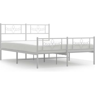 vidaXL-Bedframe-met-hoofd--en-voeteneinde-metaal-wit-135x190-cm