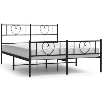 vidaXL-Bedframe-met-hoofd--en-voeteneinde-metaal-zwart-140x200-cm