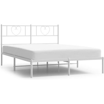 vidaXL-Bedframe-met-hoofdbord-metaal-wit-120x190-cm