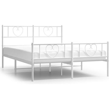 vidaXL-Bedframe-met-hoofd--en-voeteneinde-metaal-wit-135x190-cm