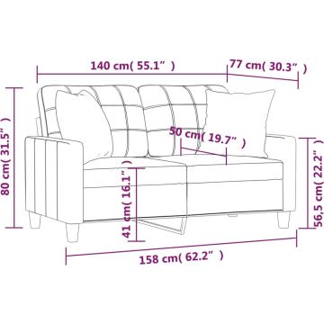 vidaXL-Tweezitsbank-met-sierkussens-140-cm-kunstleer-zwart