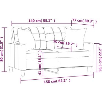 vidaXL-Tweezitsbank-met-sierkussens-140-cm-kunstleer-grijs