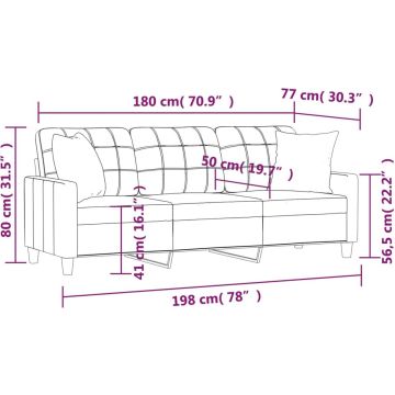 vidaXL-Driezitsbank-met-sierkussens-180-cm-kunstleer-grijs