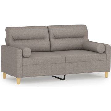 vidaXL-Tweezitsbank-met-sierkussens-140-cm-stof-taupe