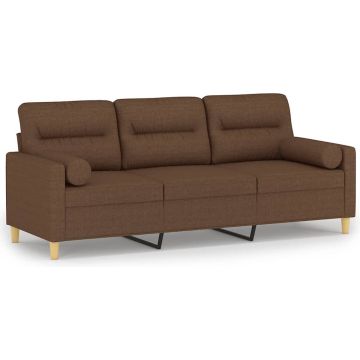 vidaXL-Driezitsbank-met-sierkussens-180-cm-stof-bruin