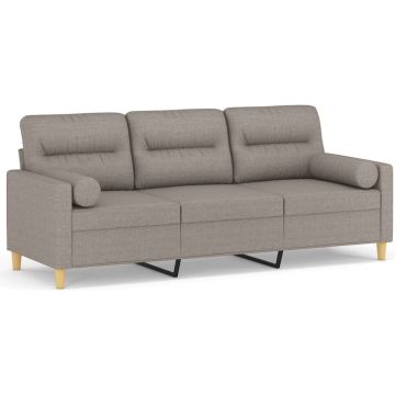 vidaXL-Driezitsbank-met-sierkussens-180-cm-stof-taupe