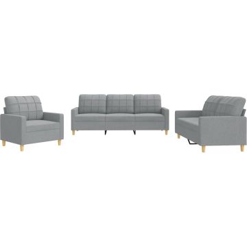 vidaXL-3-delige-Loungeset-met-kussens-stof-lichtgrijs