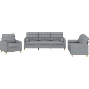 vidaXL-3-delige-Loungeset-met-kussens-stof-lichtgrijs