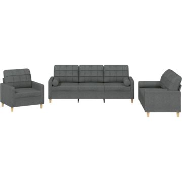 vidaXL-3-delige-Loungeset-met-kussens-stof-donkergrijs