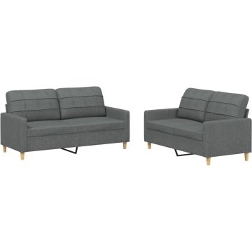 vidaXL-2-delige-Loungeset-met-kussens-stof-donkergrijs