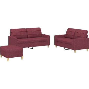 vidaXL-3-delige-Loungeset-met-kussens-stof-wijnrood