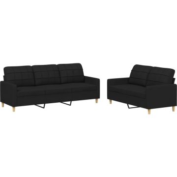 vidaXL-2-delige-loungeset-met-kussens-stof-zwart