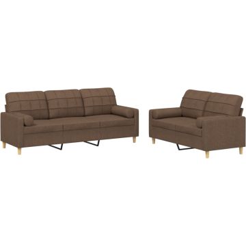 vidaXL-2-delige-Loungeset-met-kussens-stof-bruin