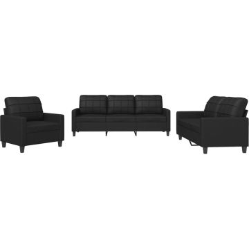 vidaXL-3-delige-Loungeset-met-kussens-kunstleer-zwart