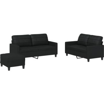 vidaXL-3-delige-Loungeset-met-kussens-kunstleer-zwart