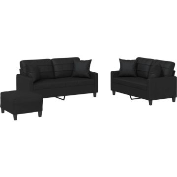 vidaXL-3-delige-Loungeset-met-kussens-kunstleer-zwart