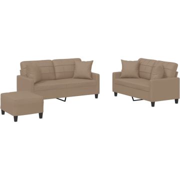 vidaXL-3-delige-Loungeset-met-kussens-kunstleer-cappuccinokleurig