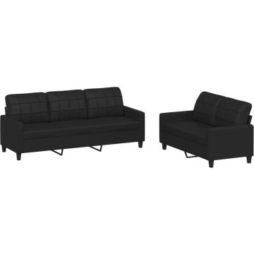 vidaXL-2-delige-Loungeset-met-kussens-kunstleer-zwart